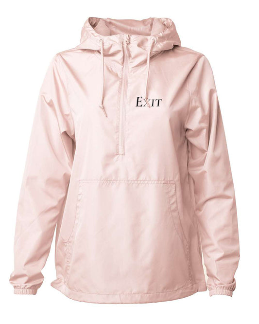 EXIT pink waterproof windbreaker in collaboration with Justin Simoneau